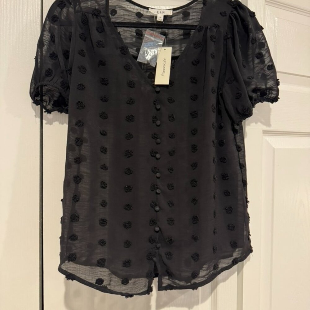 Francesca's Black Sheer Polka Dot